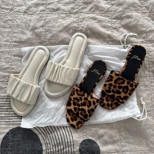 LOT OF J. Crew Women's Leopard and Cream Slide Sandals size 6.5